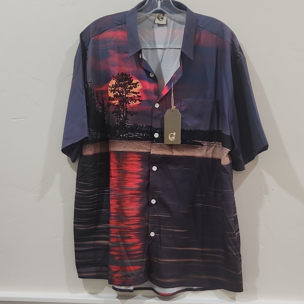 Hardaddy Sunset Graphic Button-Up Shirt